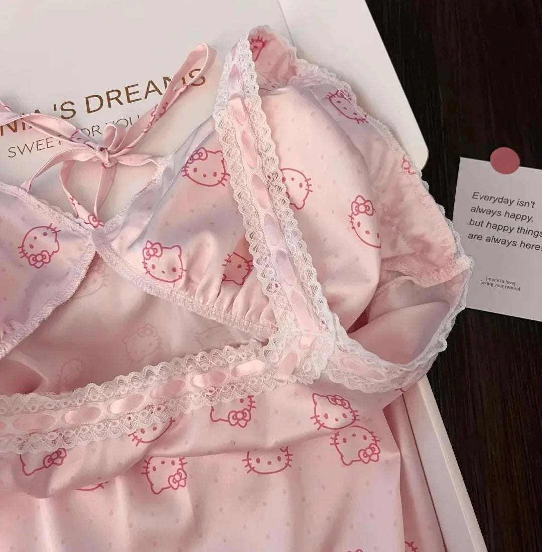 Hello KT Pink Lace Silken Whisper Camisole Dress