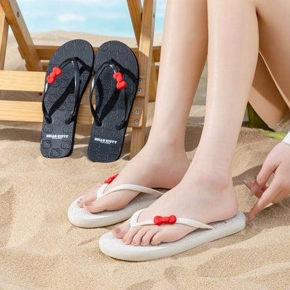 Hello KT 3D Red Bow Summer Beach Flip Flops