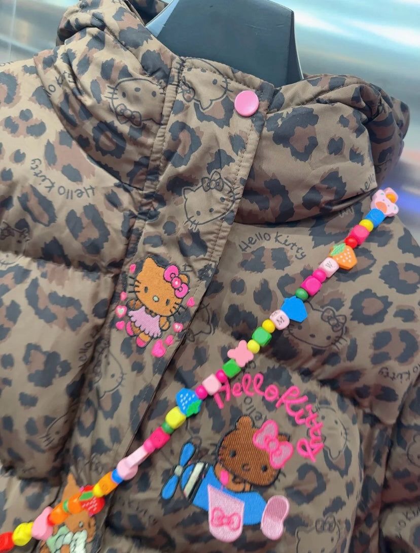 Hello KT Leopard Print Signature Plush Coat&Fluffy Bag