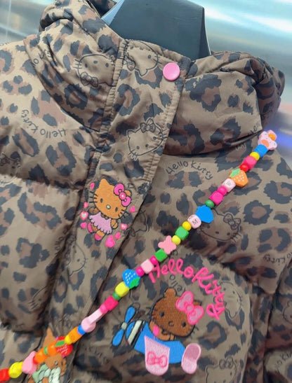 Hello KT Leopard Print Signature Plush Coat&Fluffy Bag