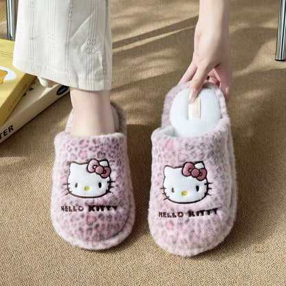 Hello KT Leopard Fluffy Slipper