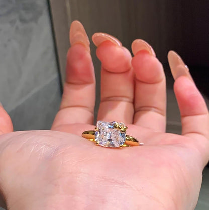 Hello KT 925 Sterling Silver White Gold Plated Cubic Zirconia Promise Ring