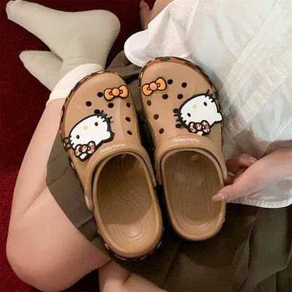 Hello KT Leopard Print Clogs Slip on Water Casual Sandal Shoes