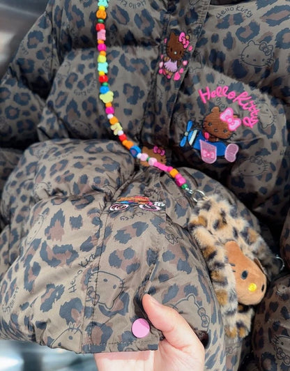 Hello KT Leopard Print Signature Plush Coat&Fluffy Bag
